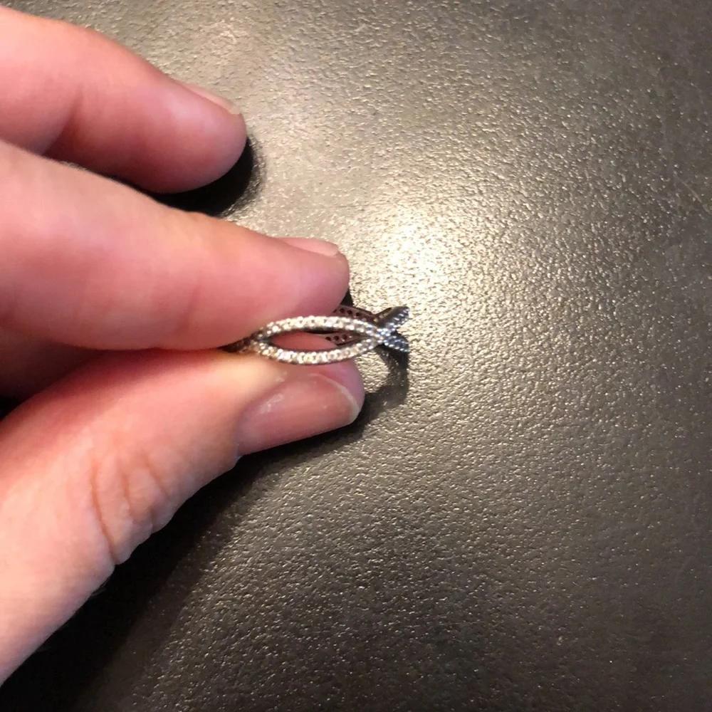 Pandora Silver Infinity Loop Ring with Pavé Stones